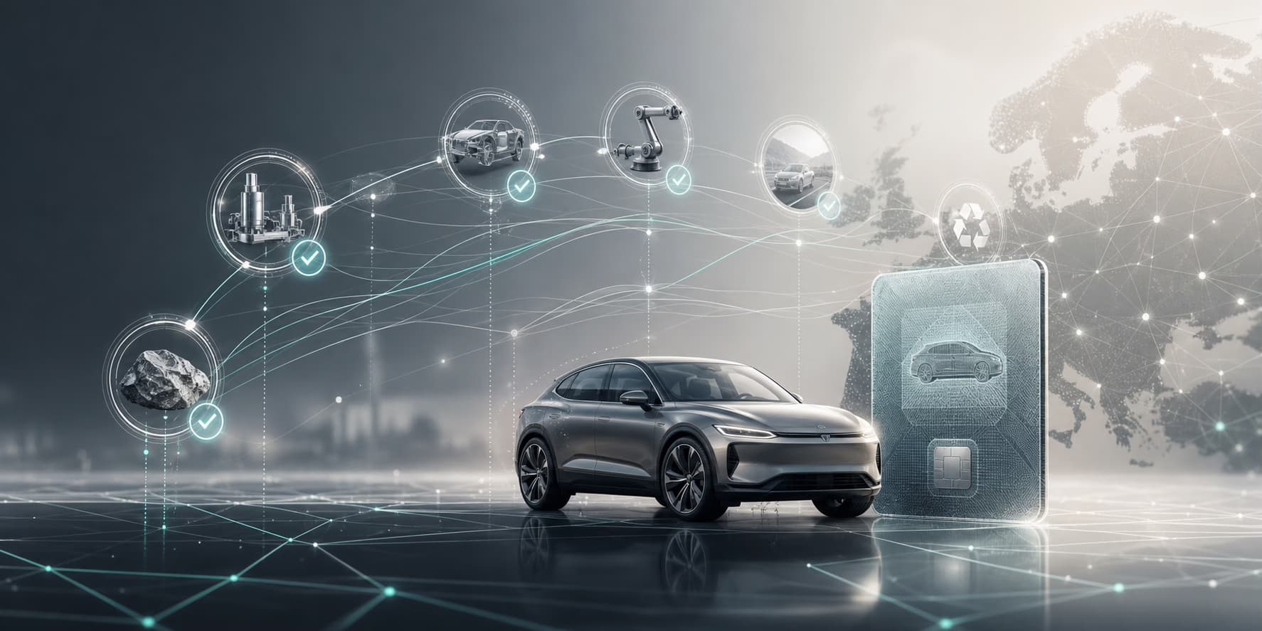 Abstract vehicle data network representing a Digital Vehicle Passport